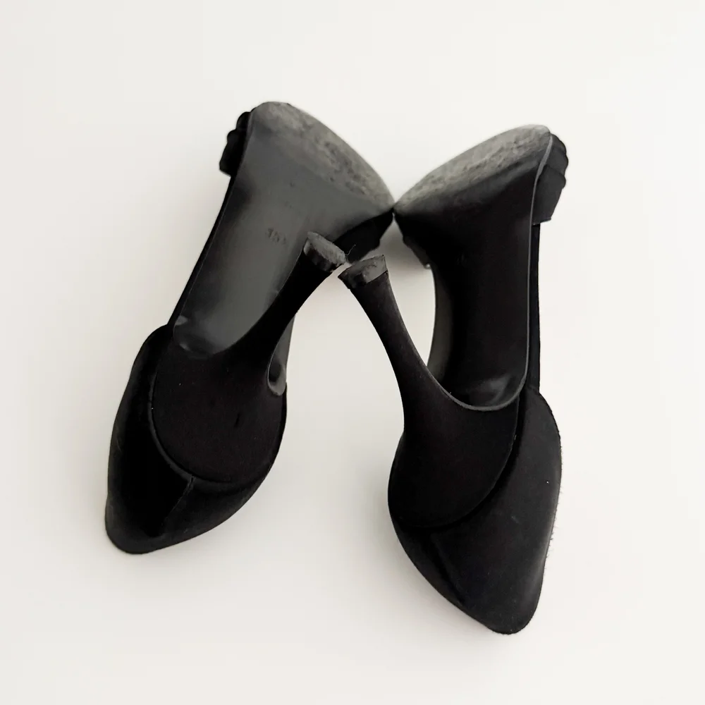 Manolo Blahnik Iconic Black D'Orsay Rhinestone Heels (IT 35.5